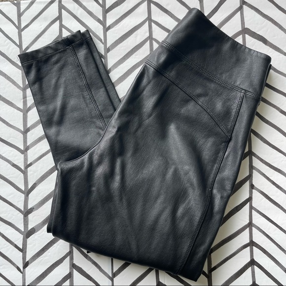 Vylette Pants - Vylette High Rise Leather Ponte Legging Black